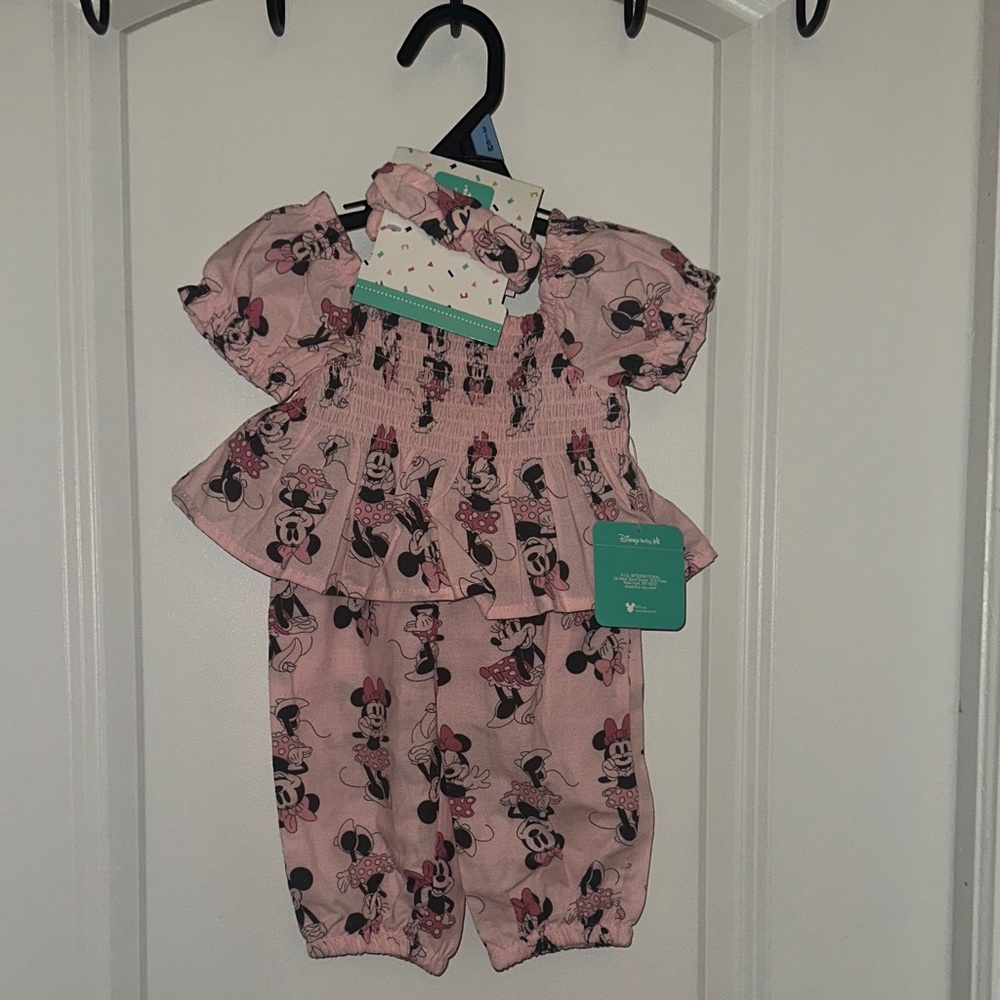 Disney Pink Minnie Mouse Smocked Peplum Two-Piece Set